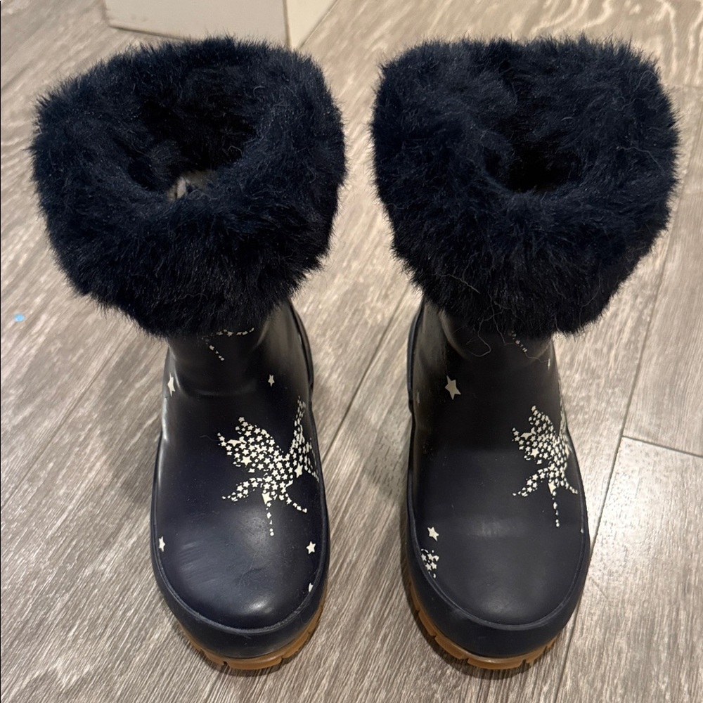 Joules Black Fur-Lined Kids Boots
